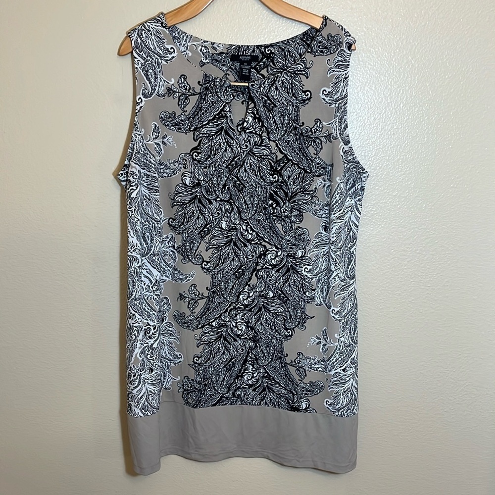 Alfani Woman Plus Size Floral Tan Black Sleeveless Dress